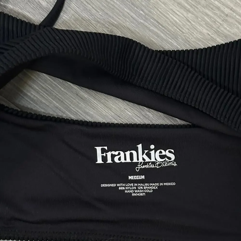 Frankies Bikinis Dallas Ribbed Bralette Bikini Top in Black